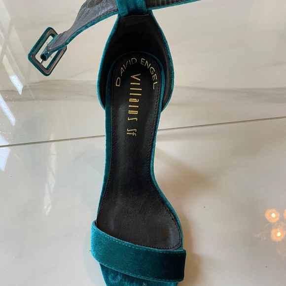 Designer David Engle Velvet Turquoise Buckle Ankle Strap Pristine - Picture 5 of 7